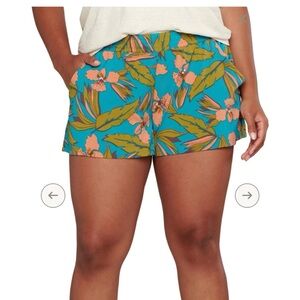 Toad&Co Teal Floral Sun-kissed Pull On Shorts
